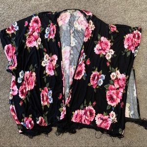 Long Black Floral Cardigan 🌺